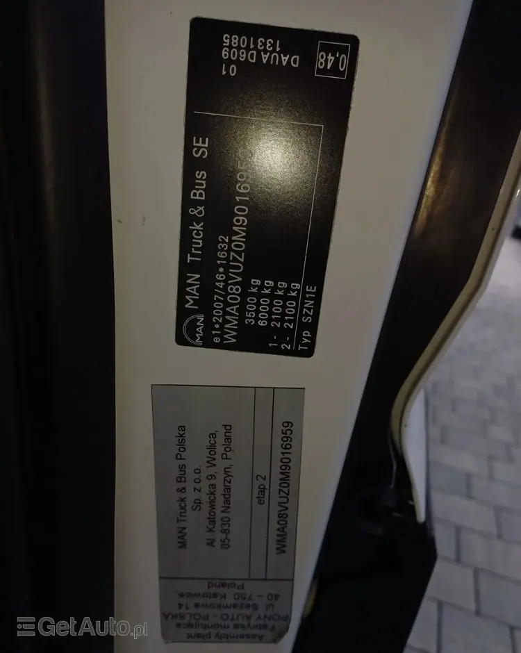 MAN TGE 10 PALET zaw.poduszki 2021r EURO 6 
