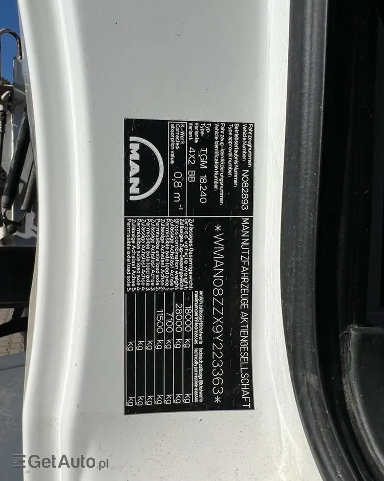 MAN 18.240 TGM wywrotka 3-str. z HDS HIAB 099, manual 