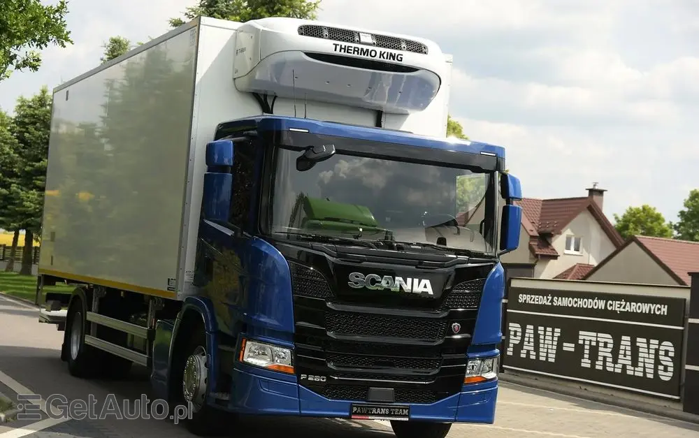 SCANIA P280///* 2022///* PRZEBIEG 165 TYŚ KM///* CHŁODNIA///* 18000KG///* THERMO KING///* WINDA///* BAR///* DŁ 7.30///* 18 EURO PALET///* KAMERA///* LEDY///* WAGA///* STAN JAK NOWA 
