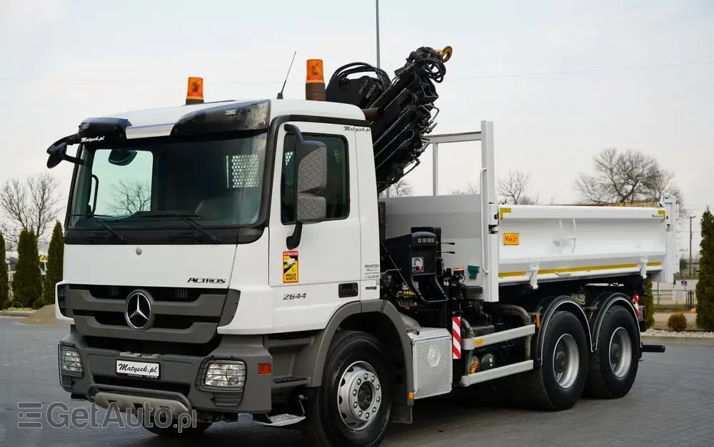 MERCEDES-BENZ ACTROS  2644 / 6X4 / WYWROTKA / 2X HYDROBURTA  / + HDS HIAB 166 ES-5  / PILOT /  ROTATOR / EPS + SPRZĘGŁO / EURO 5 