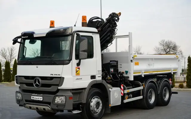 MERCEDES-BENZ ACTROS  2644 / 6X4 / WYWROTKA / 2X HYDROBURTA  / + HDS HIAB 166 ES-5  / PILOT /  ROTATOR / EPS + SPRZĘGŁO / EURO 5 