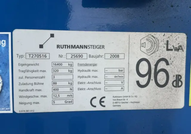 MERCEDES-BENZ AXOR 1829 4x4 Zwyżka RUTHMANN STEIGER T270S16 Podnośnik Koszowy 