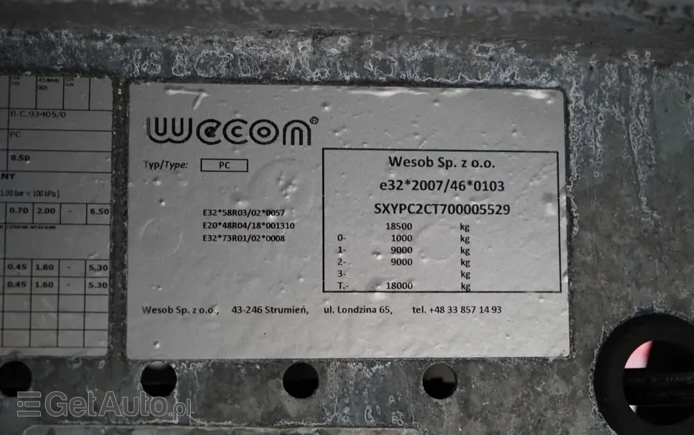WECON PRZYCZEPA - 7,7 M / TANDEM / PRZEJAZDOWA  / SAF / 2023 ROK 