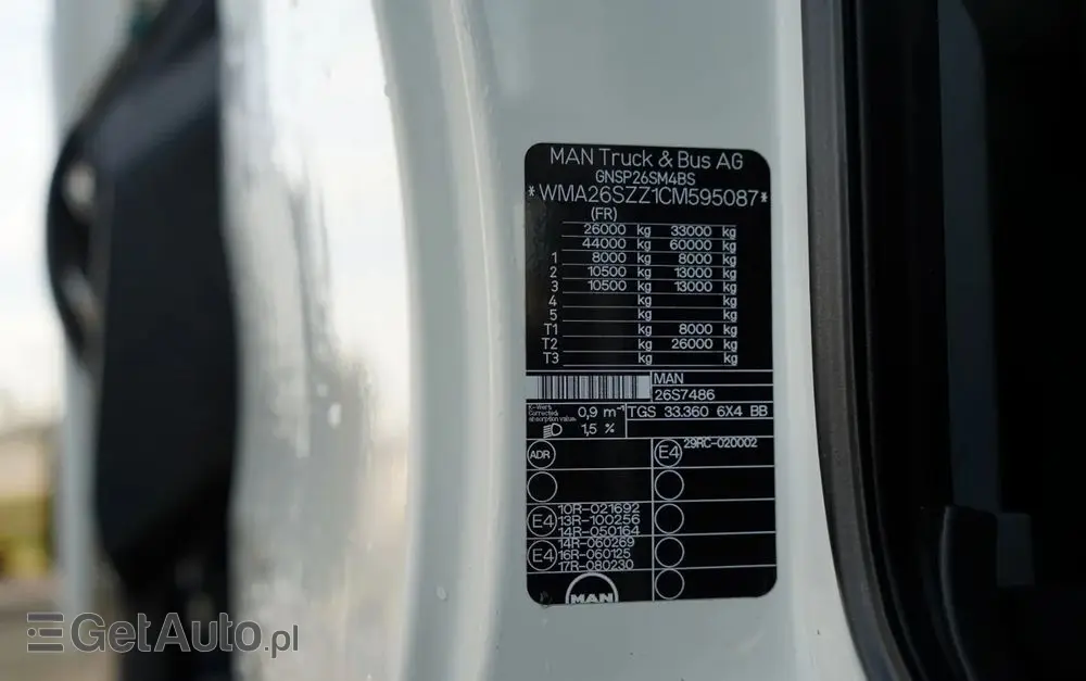 MAN TGS 33.360 / 6x4 / WYWROTKA TYLNOZSYPOWA 5,8 M + HDS HIAB XS 122 / STEROWANIE RADIOWE / HDS ZA KABINĄ / EURO 5 / MANUAL 