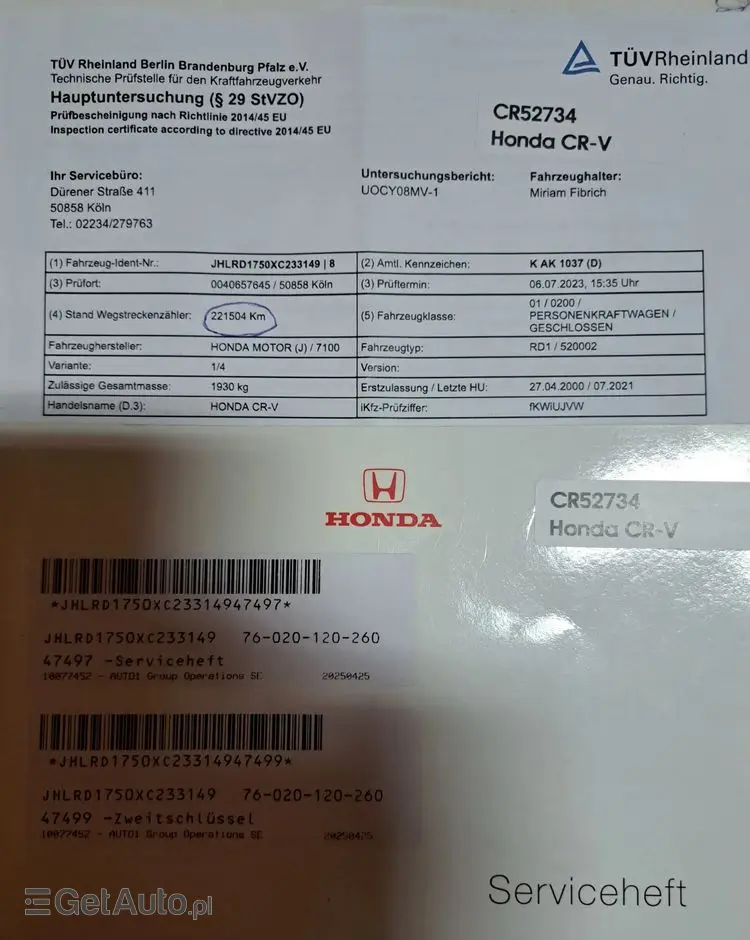 HONDA CR-V 2.0 L 4WD