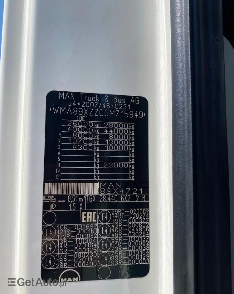 MAN 26.440 TGX hakowiec, 6x2, MEILLER, pilot, 306 t.km. 