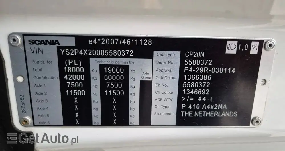 SCANIA P410///* 2020///* RETARDER///* PEŁNY ADR///* HYDRAULIKA///* LEKKA///* 7200KG///* LEDY///* ALUFELGI///* WAGA///* STAN BARDZO DOBRY 