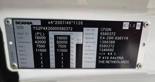 SCANIA P410///* 2020///* RETARDER///* PEŁNY ADR///* HYDRAULIKA///* LEKKA///* 7200KG///* LEDY///* ALUFELGI///* WAGA///* STAN BARDZO DOBRY 