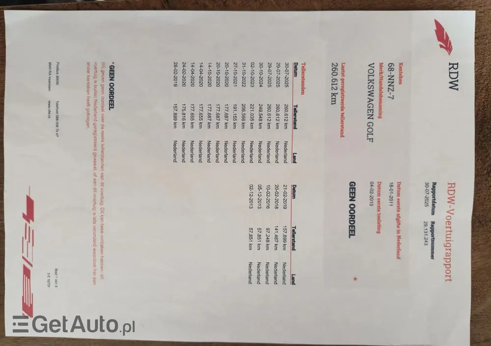 VOLKSWAGEN Golf 1.6 Tour Edition