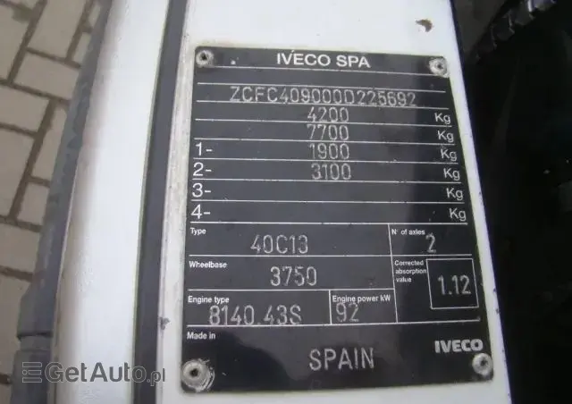IVECO DAILY 40 C 12 WYWROTKA 3.5T 4.20M KLIMA 