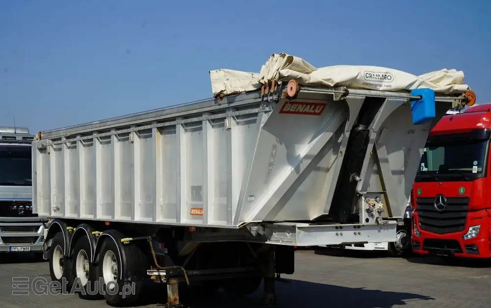 BENALU WYWROTKA / 24 m3 / ALUMINIOWA / OŚ PODNOSZONA / WAGA: 5 300 KG / ELEKTRYCZNA PLANDEKA / ALUFELGI  W 