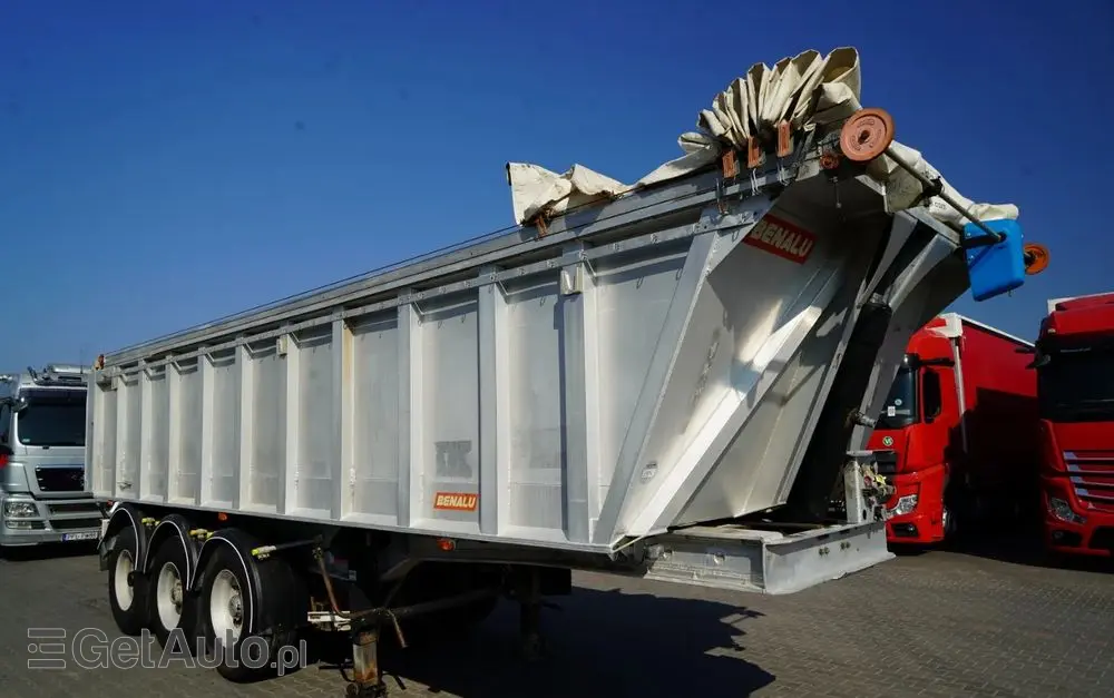 BENALU WYWROTKA / 24 m3 / ALUMINIOWA / OŚ PODNOSZONA / WAGA: 5 300 KG / ELEKTRYCZNA PLANDEKA / ALUFELGI  W 