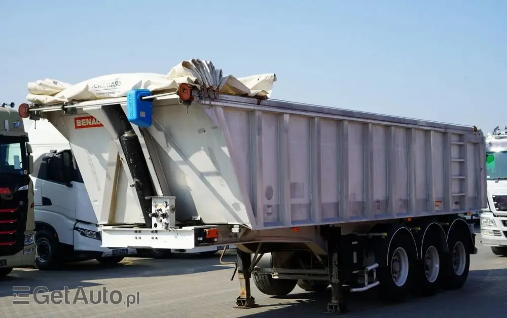 BENALU WYWROTKA / 24 m3 / ALUMINIOWA / OŚ PODNOSZONA / WAGA: 5 300 KG / ELEKTRYCZNA PLANDEKA / ALUFELGI  W 