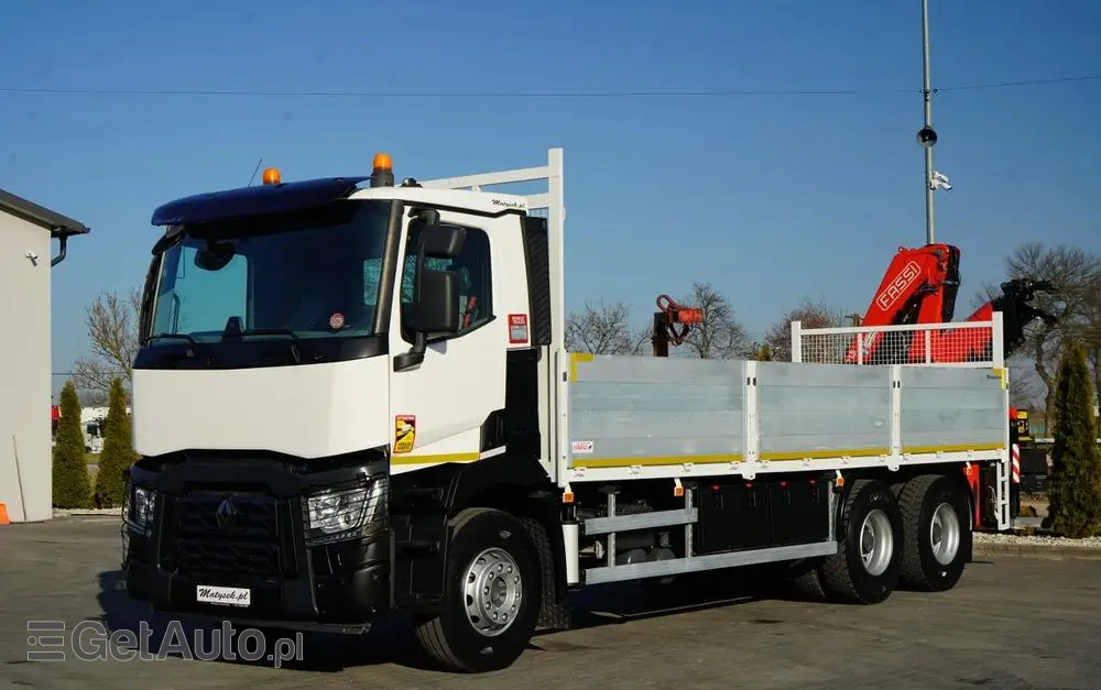 RENAULT C 430 / 6x4 / SKRZYNIOWY 7,2 M + HDS FASSI F215A / WYSÓW 10 M / STEROWANIE RADIOWE / WIDŁY / ROTATOR 