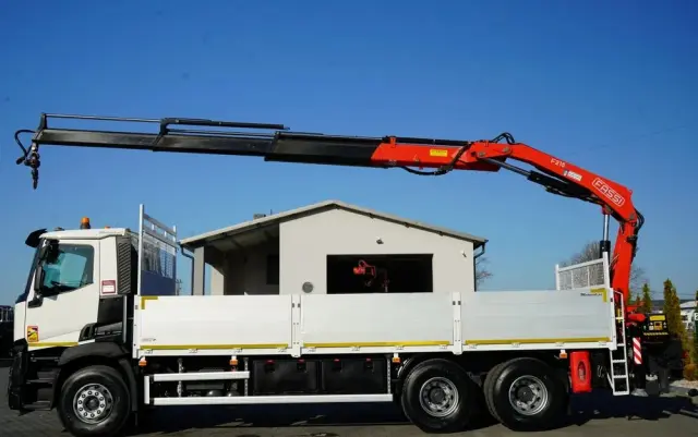 RENAULT C 430 / 6x4 / SKRZYNIOWY 7,2 M + HDS FASSI F215A / WYSÓW 10 M / STEROWANIE RADIOWE / WIDŁY / ROTATOR 