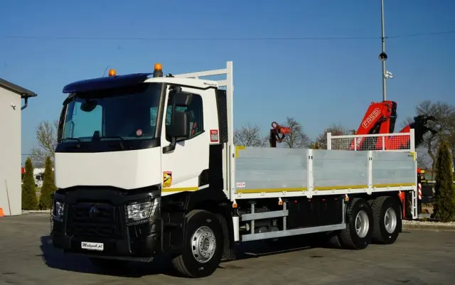 RENAULT C 430 / 6x4 / SKRZYNIOWY 7,2 M + HDS FASSI F215A / WYSÓW 10 M / STEROWANIE RADIOWE / WIDŁY / ROTATOR 