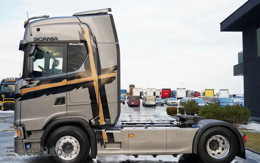 SCANIA S 500 / RETARDER / KLIMA POSTOJOWA / ALUFELGI / SKÓRY / OPONY 100% 