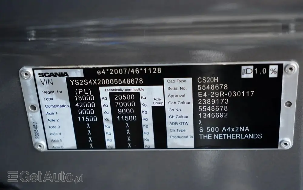 SCANIA S 500 / RETARDER / KLIMA POSTOJOWA / ALUFELGI / SKÓRY / OPONY 100% 