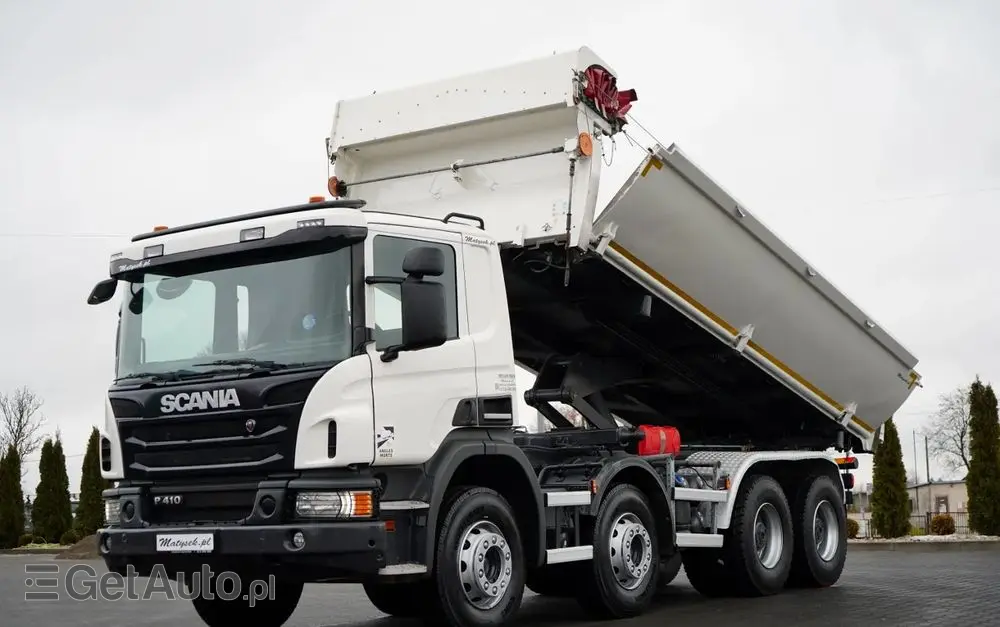 SCANIA P 410 / 8x4 / WYWROTKA 2 STRONNA / HYDROBURTA / BORDMATIC / OPTICRUISE / OPONY 100% / EURO 6 