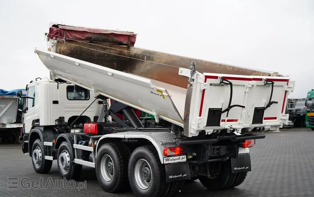 SCANIA P 410 / 8x4 / WYWROTKA 2 STRONNA / HYDROBURTA / BORDMATIC / OPTICRUISE / OPONY 100% / EURO 6 