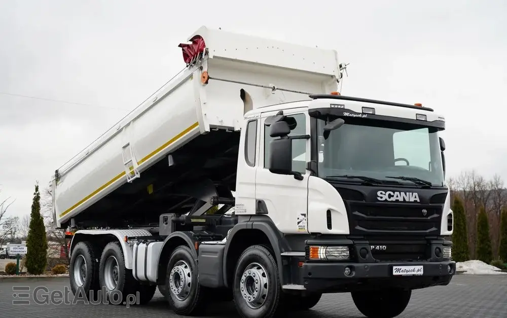 SCANIA P 410 / 8x4 / WYWROTKA 2 STRONNA / HYDROBURTA / BORDMATIC / OPTICRUISE / OPONY 100% / EURO 6 