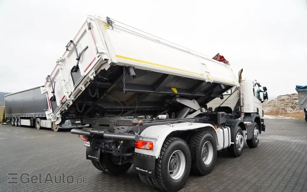 SCANIA P 410 / 8x4 / WYWROTKA 2 STRONNA / HYDROBURTA / BORDMATIC / OPTICRUISE / OPONY 100% / EURO 6 