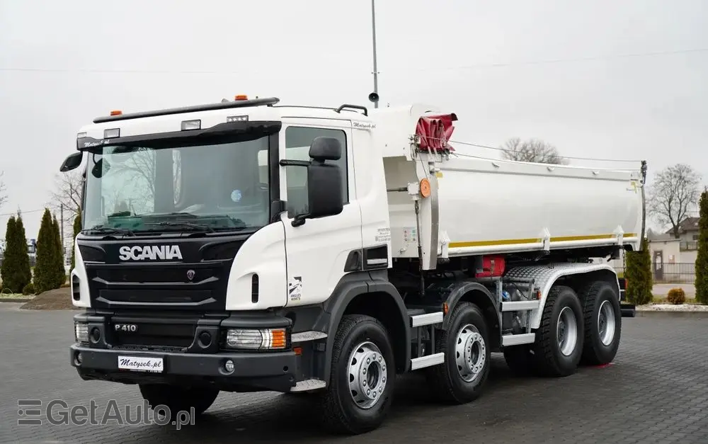 SCANIA P 410 / 8x4 / WYWROTKA 2 STRONNA / HYDROBURTA / BORDMATIC / OPTICRUISE / OPONY 100% / EURO 6 