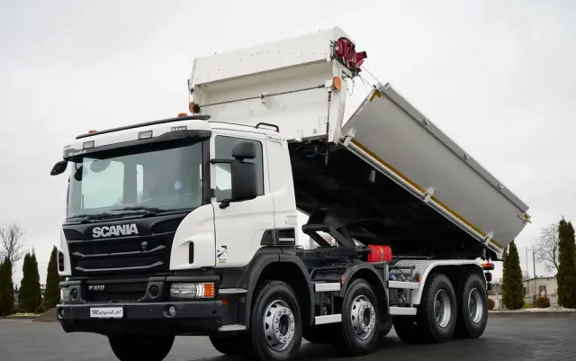 SCANIA P 410 / 8x4 / WYWROTKA 2 STRONNA / HYDROBURTA / BORDMATIC / OPTICRUISE / OPONY 100% / EURO 6 