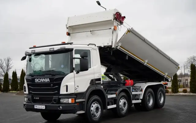 SCANIA P 410 / 8x4 / WYWROTKA 2 STRONNA / HYDROBURTA / BORDMATIC / OPTICRUISE / OPONY 100% / EURO 6 