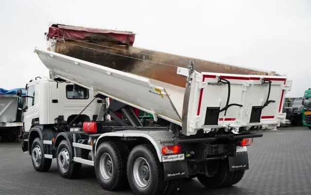 SCANIA P 410 / 8x4 / WYWROTKA 2 STRONNA / HYDROBURTA / BORDMATIC / OPTICRUISE / OPONY 100% / EURO 6 