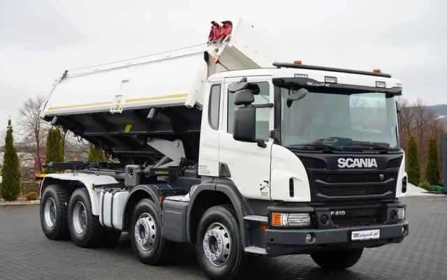 SCANIA P 410 / 8x4 / WYWROTKA 2 STRONNA / HYDROBURTA / BORDMATIC / OPTICRUISE / OPONY 100% / EURO 6 