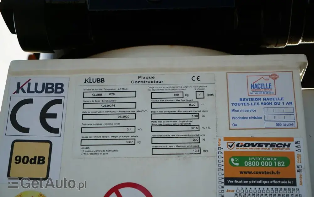 IVECO 35-140 / ZWYŻKA / PODNOŚNIK KOSZOWY KLUBB K26/ 4 PODPORY / MANUAL / 2020  R 