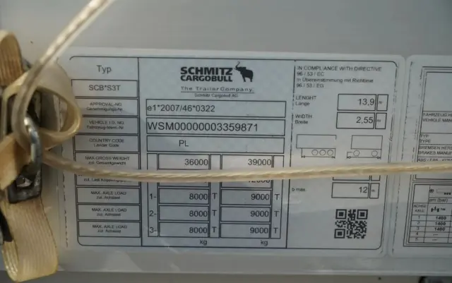 SCHMITZ CARGOBULL FIRANKA  /  VARIOS / 385/55 R22,5 /  OŚ PODNOSZONA /  DACH PODNOSZONY / SAF 