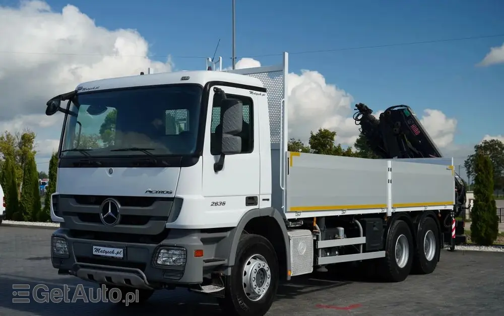 MERCEDES-BENZ ACTROS 2636 / 6x4 / SKRZYNIOWY 6,5 M + HDS HIAB / MOCNA PODŁOGA / STEROWANIE RADIOWE / ROTATOR / SPROWADZONY 