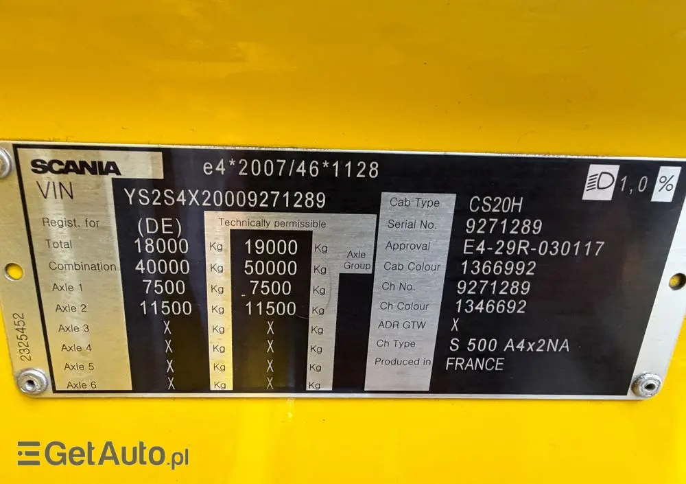 SCANIA Scania S500 z Niemiec kontrakt ASO Scania 2020 bez EGR 