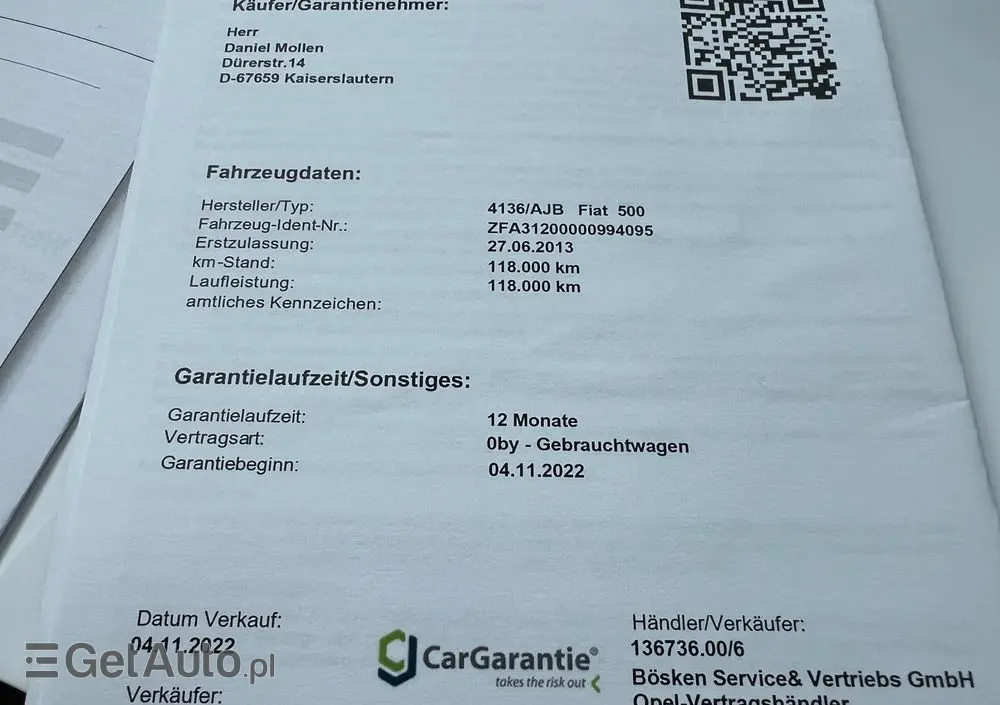 FIAT 500 1.2 8V Lounge Euro5