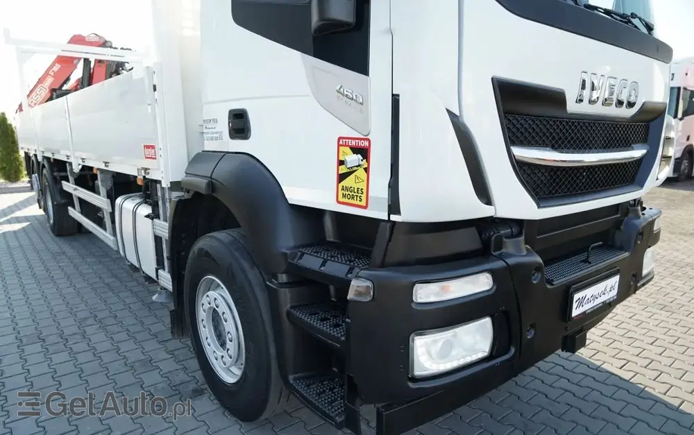 IVECO STRALIS 460 / 6X2 / SKRZYNIOWY 8,1 m + HDS FASSI. F185 MAX UDŹWIG 5 500 KG / STEROWANIE RADIOWE / ROTATOR / 