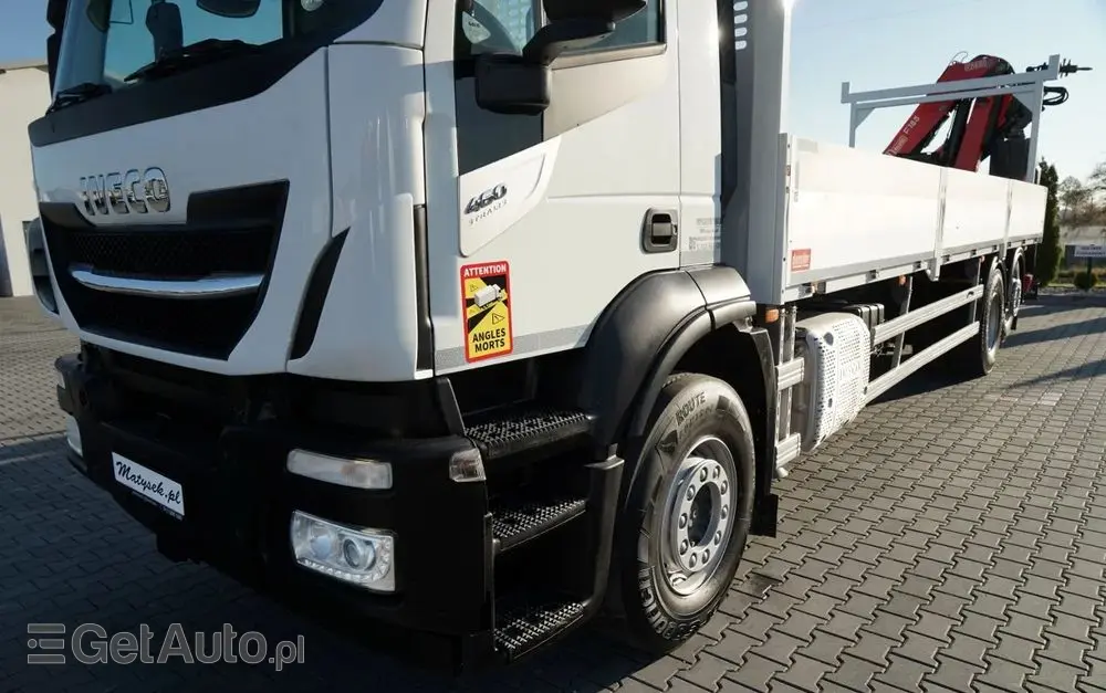 IVECO STRALIS 460 / 6X2 / SKRZYNIOWY 8,1 m + HDS FASSI. F185 MAX UDŹWIG 5 500 KG / STEROWANIE RADIOWE / ROTATOR / 