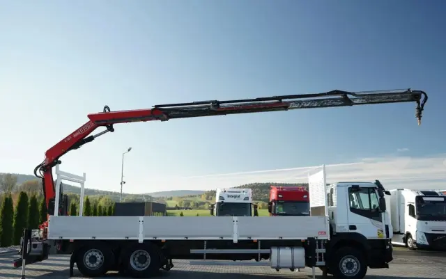 IVECO STRALIS 460 / 6X2 / SKRZYNIOWY 8,1 m + HDS FASSI. F185 MAX UDŹWIG 5 500 KG / STEROWANIE RADIOWE / ROTATOR / 