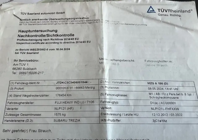 SUBARU Trezia 1.4D Active Edition