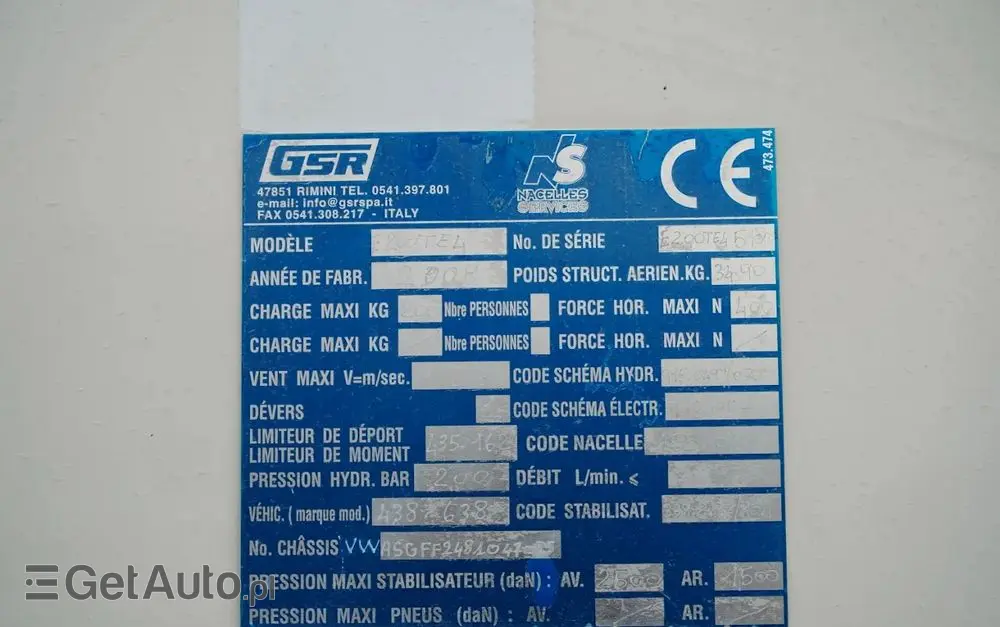 NISSAN CABSTAR / ZWYŻKA 20 METRÓW / GSR E200TE4 /  BLIŹNIAK / UDŹWIG - 200 kg / 4 PODPORY 