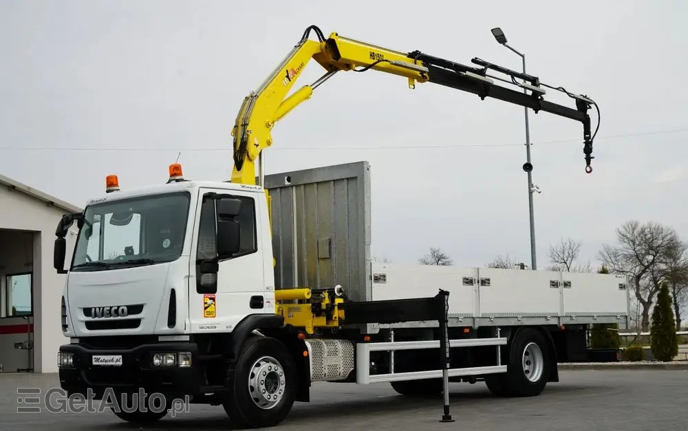IVECO 180E25 / 4X2 / SKRZYNIOWY 7,5m + HDS HYVA HB150X MAX UDŹWIG 5 200KG / STEROWNIE RADIOWE  / ROTATOR / AUTOMAT 