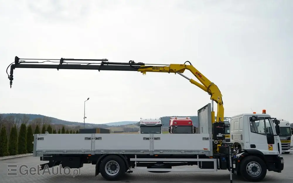 IVECO 180E25 / 4X2 / SKRZYNIOWY 7,5m + HDS HYVA HB150X MAX UDŹWIG 5 200KG / STEROWNIE RADIOWE  / ROTATOR / AUTOMAT 