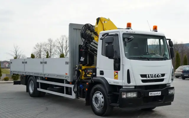 IVECO 180E25 / 4X2 / SKRZYNIOWY 7,5m + HDS HYVA HB150X MAX UDŹWIG 5 200KG / STEROWNIE RADIOWE  / ROTATOR / AUTOMAT 