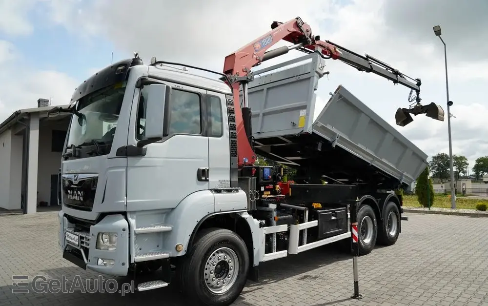 MAN TGS 33.360 / 6x4 / WYWROTKA + HDS HMF 1820 K-RC / wysów 10m / HYDROBURTA / CHWYTAK / NAVI / MANUAL / SPROWADZONY 