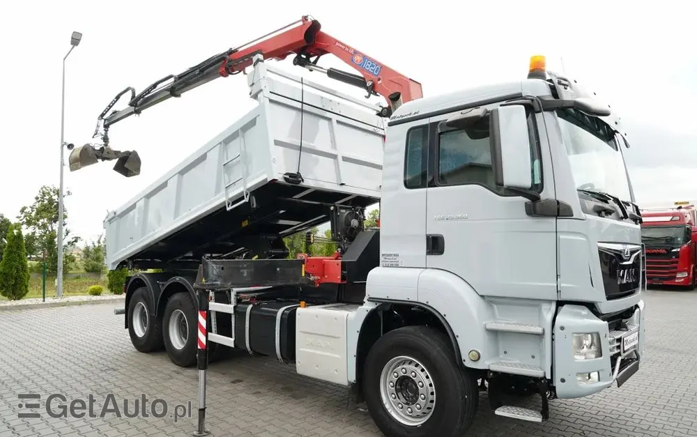 MAN TGS 33.360 / 6x4 / WYWROTKA + HDS HMF 1820 K-RC / wysów 10m / HYDROBURTA / CHWYTAK / NAVI / MANUAL / SPROWADZONY 