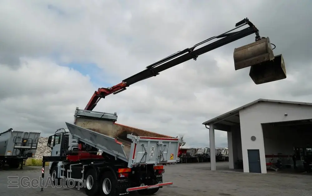 MAN TGS 33.360 / 6x4 / WYWROTKA + HDS HMF 1820 K-RC / wysów 10m / HYDROBURTA / CHWYTAK / NAVI / MANUAL / SPROWADZONY 