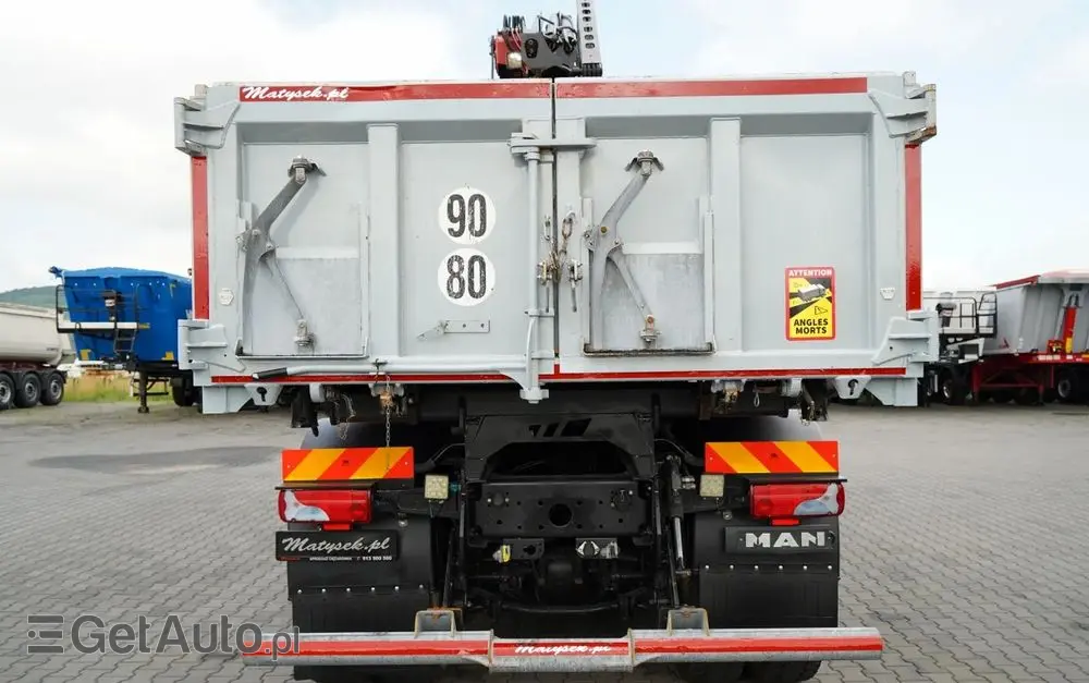 MAN TGS 33.360 / 6x4 / WYWROTKA + HDS HMF 1820 K-RC / wysów 10m / HYDROBURTA / CHWYTAK / NAVI / MANUAL / SPROWADZONY 