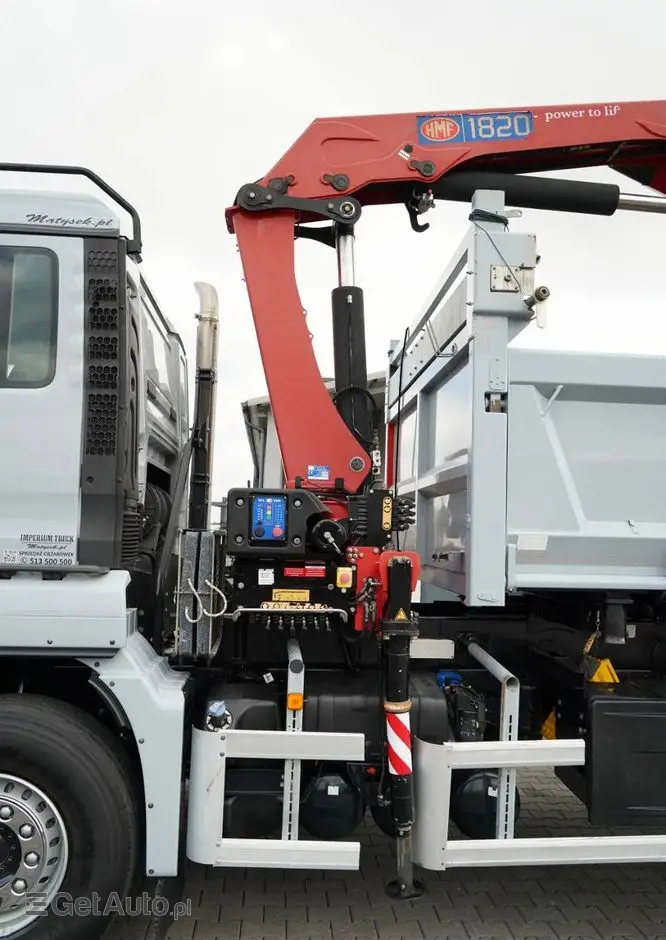 MAN TGS 33.360 / 6x4 / WYWROTKA + HDS HMF 1820 K-RC / wysów 10m / HYDROBURTA / CHWYTAK / NAVI / MANUAL / SPROWADZONY 