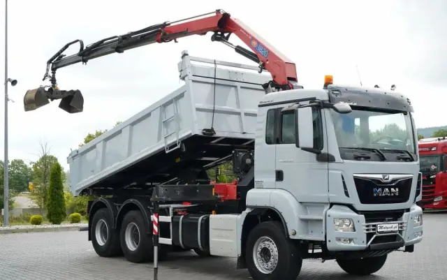MAN TGS 33.360 / 6x4 / WYWROTKA + HDS HMF 1820 K-RC / wysów 10m / HYDROBURTA / CHWYTAK / NAVI / MANUAL / SPROWADZONY 